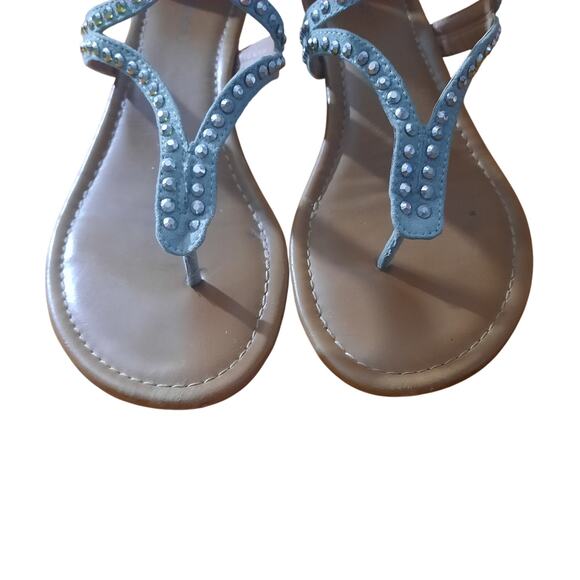 Maurices Eileen Embellishment Rhinestone Strapy Wedge Zip Back Sandals Size 8 - Picture 4 of 9